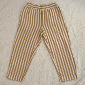Madewell S Cotton Linen Blend Vertical Stripe Mustard Offwhite Pants